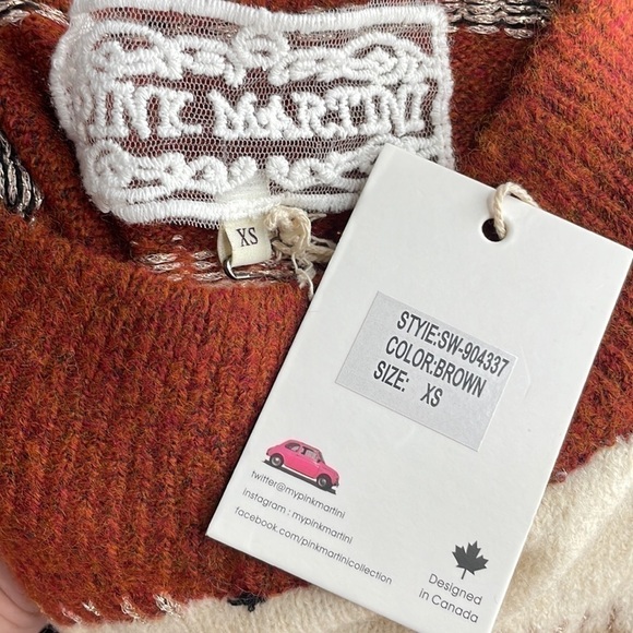 Pink Martini Neutral Sweater Metallic Thread Oversized Cozy Boutique Xs NWT - Picture 3 of 11